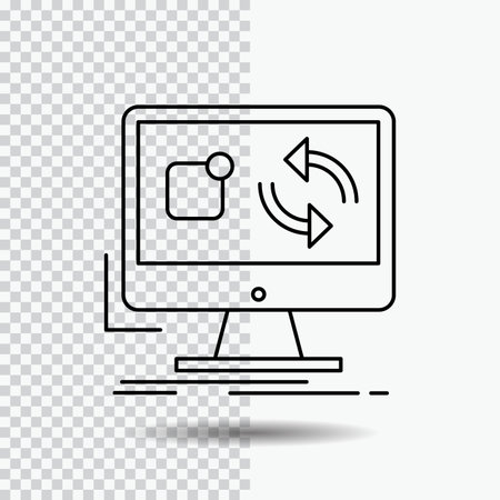 update, app, application, install, sync Line Icon on Transparent Background. Black Icon Vector Illustrationのイラスト素材