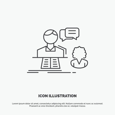 consultation, chat, answer, contact, support Icon. Line vector gray symbol for UI and UX, website or mobile applicationのイラスト素材
