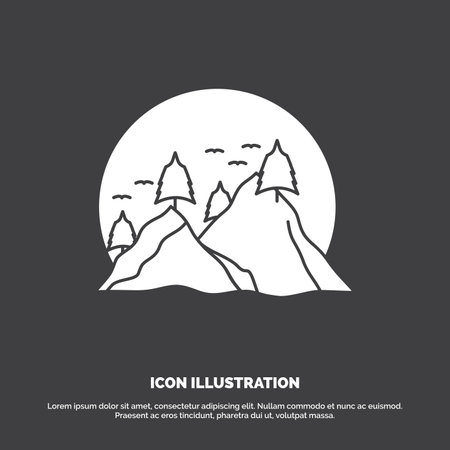 hill, landscape, nature, mountain, sun Icon. glyph vector symbol for UI and UX, website or mobile applicationのイラスト素材