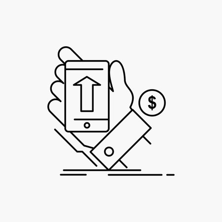 phone, hand, Shopping, smartphone, Currency Line Icon. Vector isolated illustrationのイラスト素材