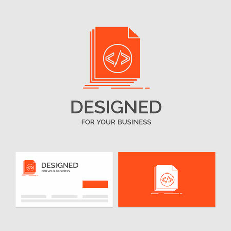 Business logo template for Code, coding, file, programming, script. Orange Visiting Cards with Brand logo template.のイラスト素材