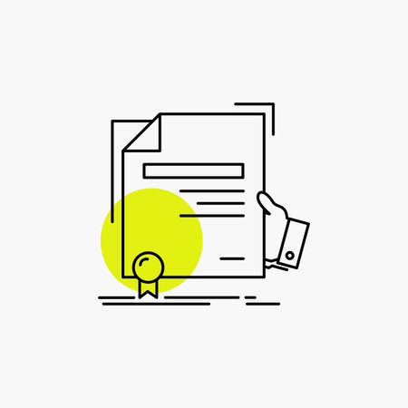 certificate, degree, education, award, agreement Line Iconのイラスト素材
