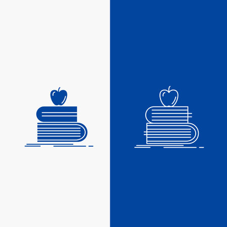 back to school, school, student, books, apple Line and Glyph web Button in Blue color Vertical Banner for UI and UX, website or mobile applicationのイラスト素材