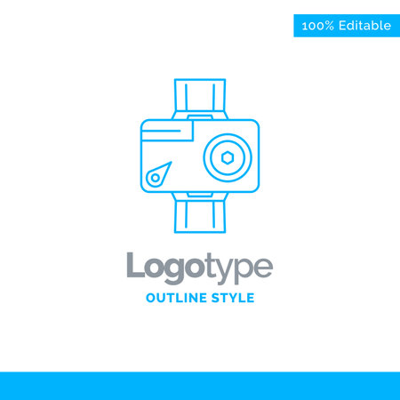 Blue Logo design for camera, action, digital, video, photo. Business Concept Brand Name Design and Place for Tagline. Creative Company Logo Template. Blue and Gray Color logo design 100% Editable Template.のイラスト素材