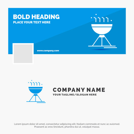 Blue Business Logo Template for Cooking bbq, camping, food, grill.のイラスト素材