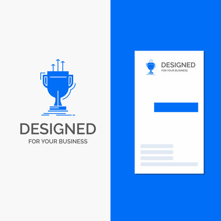 Business Logo for award, competitive, cup, edge, prize. Vertical Blue Business / Visiting Card template.のイラスト素材