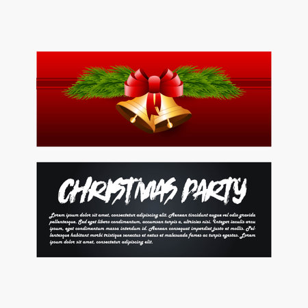 Golden bells Christmas Banner & backgroundのイラスト素材