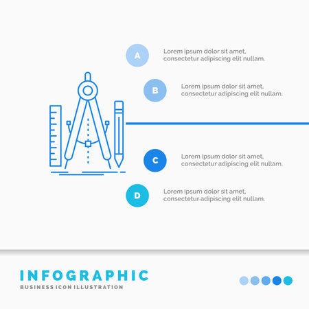Build, design, geometry, math, tool Infographics Template for Website and Presentation. Line Blue icon infographic style vector illustrationのイラスト素材