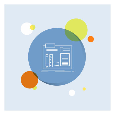 Build, construct, diy, engineer, workshop White Line Icon colorful Circle Backgroundのイラスト素材