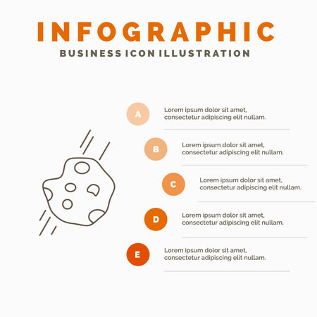 Asteroid, astronomy, meteor, space, comet Infographics Template for Website and Presentation. Line Gray icon with Orange infographic style vector illustrationのイラスト素材