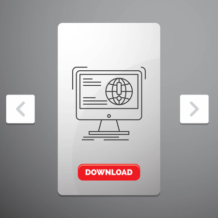 information, content, development, website, web Line Icon in Carousal Pagination Slider Design & Red Download Buttonのイラスト素材
