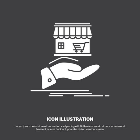 shop, donate, shopping, online, hand Icon. glyph vector symbol for UI and UX, website or mobile applicationのイラスト素材