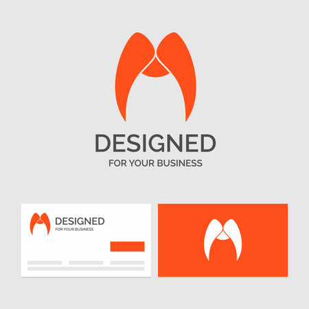 Business template for moustache, Hipster, November, male, men. Orange Visiting Cards with Brand template.のイラスト素材