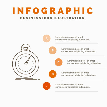 Done, fast, optimization, speed, sport Infographics Template for Website and Presentation. Line Gray icon with Orange infographic style vector illustrationのイラスト素材