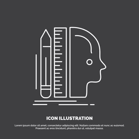 Design, human, ruler, size, thinking Icon. Line vector symbol for UI and UX, website or mobile applicationのイラスト素材