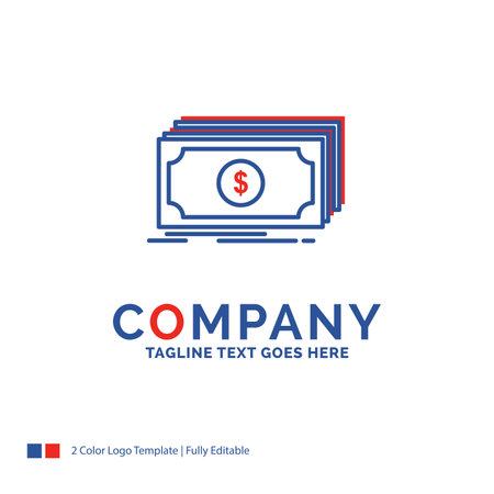 Company Name Design For Cash, dollar, finance, funds, money. Blue and red Brand Name Design with place for Tagline. Abstract Creative template for Small and Large Business.のイラスト素材