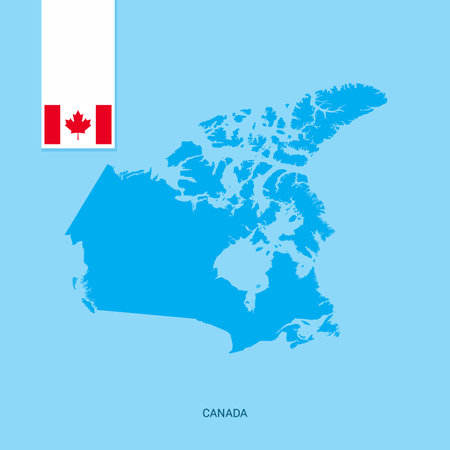 Canada Country Map with Flag over Blue backgroundのイラスト素材