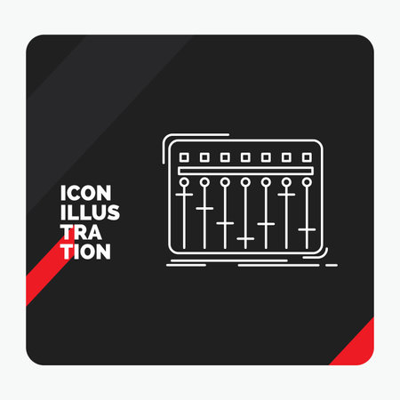 Red and Black Creative presentation Background for Console, dj, mixer, music, studio Line Iconのイラスト素材