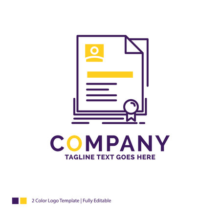 Company Name Logo Design For Contract, badge, Business, agreement, certificate. Purple and yellow Brand Name Design with place for Tagline. Creative Logo template for Small and Large Business.のイラスト素材