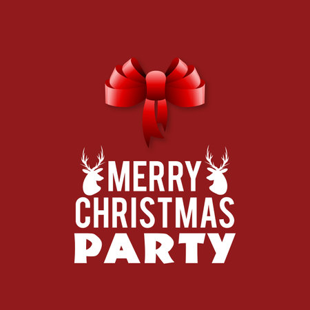 Ribbon Banner Christmas Party Red backgroundのイラスト素材