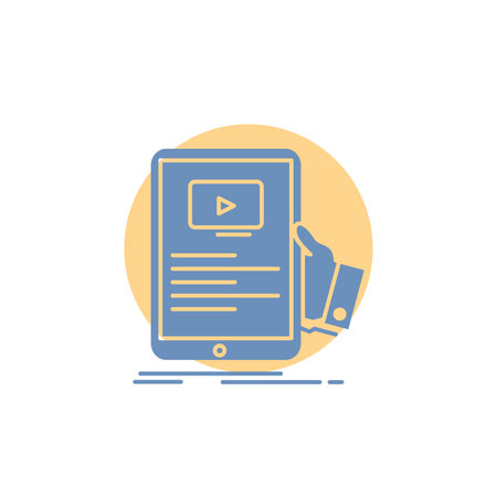 media, music, player, video, mobile Glyph Icon. Vector isolated illustrationのイラスト素材