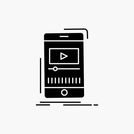 media, music, player, video, mobile Glyph Icon. Vector isolated illustrationのイラスト素材