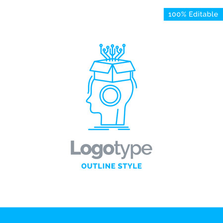 Blue Logo design for sousveillance, Artificial, brain, digital, head. Business Concept Brand Name Design and Place for Tagline. Creative Company Logo Template. Blue and Gray Color logo design 100% Editable Template.のイラスト素材