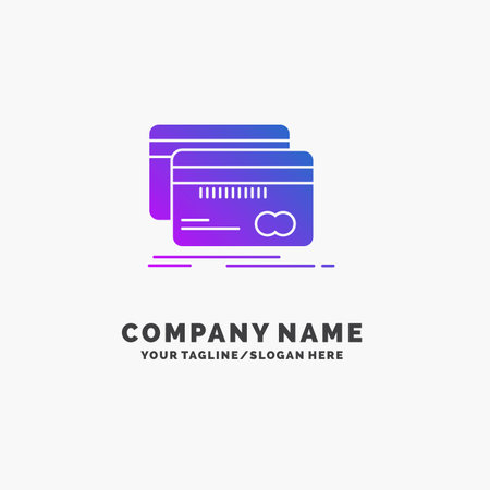 Banking, card, credit, debit, finance Purple Business Logo Template. Place for Tagline.のイラスト素材