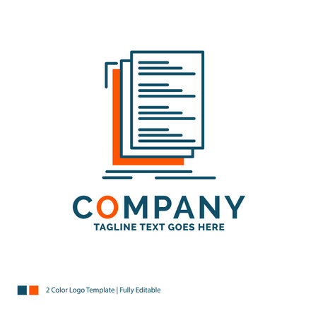 Code, coding, compile, files, list Logo Design. Blue and Orange Brand Name Design. Place for Tagline. Business Logo template.のイラスト素材