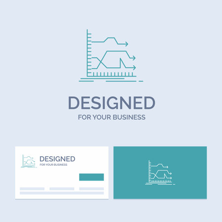 Arrows, forward, graph, market, prediction Business Logo Line Icon Symbol for your business. Turquoise Business Cards with Brand logo templateのイラスト素材