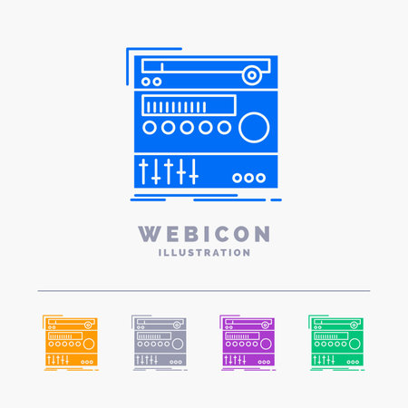 rack, component, module, sound, studio 5 Color Glyph Web Icon Template isolated on white. Vector illustrationのイラスト素材
