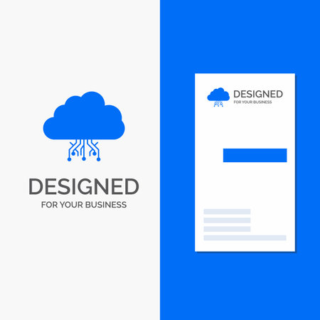 Business Logo for cloud, computing, data, hosting, network. Vertical Blue Business / Visiting Card template.のイラスト素材