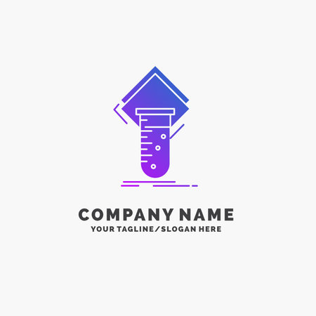 Chemistry, lab, study, test, testing Purple Business Logo Template. Place for Tagline.のイラスト素材