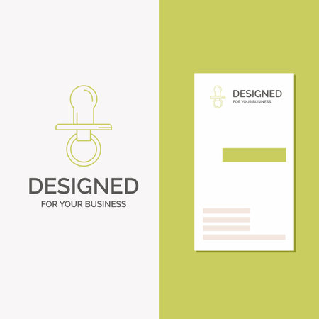 Business Logo for nipple, baby, dummy, pacifier, kids. Vertical Green Business / Visiting Card template. Creative background vector illustrationのイラスト素材