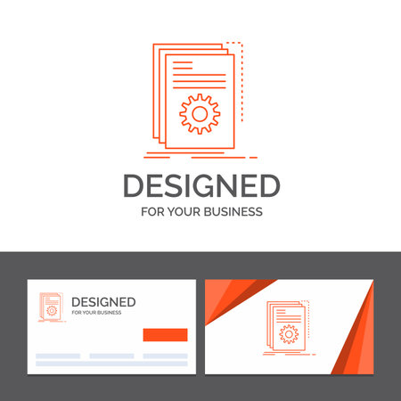 Business logo template for App, build, developer, program, script. Orange Visiting Cards with Brand logo templateのイラスト素材