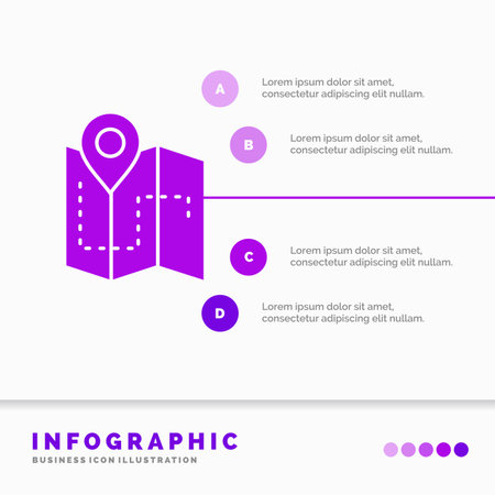Map, Camping, plan, track, location Infographics Template for Website and Presentation. GLyph Purple icon infographic style vector illustration.のイラスト素材