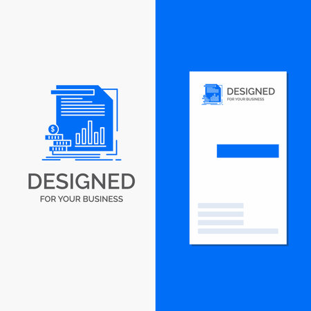 Business Logo for economy, finance, money, information, reports. Vertical Blue Business / Visiting Card template.のイラスト素材