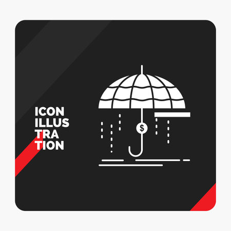 Red and Black Creative presentation Background for Finance, financial, insurance, money, protection Glyph Iconのイラスト素材