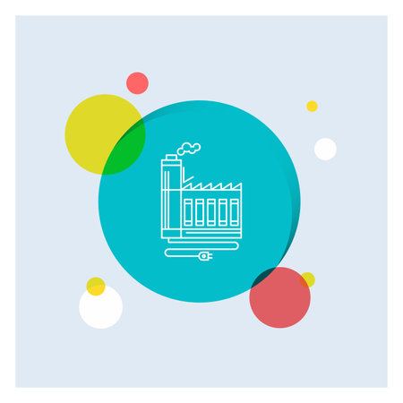 Consumption, resource, energy, factory, manufacturing White Line Icon colorful Circle Backgroundのイラスト素材