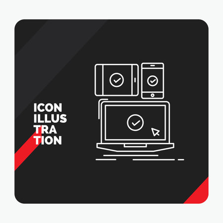 Red and Black Creative presentation Background for computer, devices, mobile, responsive, technology Line Iconのイラスト素材