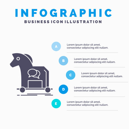 Cybercrime, horse, internet, trojan, virus Infographics Template for Website and Presentation. GLyph Gray icon with Blue infographic style vector illustration.のイラスト素材