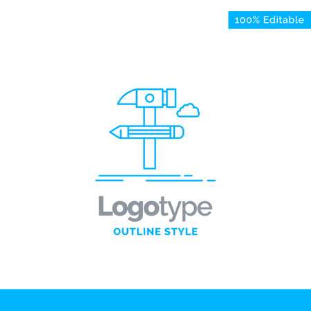 Blue Logo design for Build, design, develop, tool, tools. Business Concept Brand Name Design and Place for Tagline. Creative Company Logo Template. Blue and Gray Color logo design 100% Editable Template.のイラスト素材