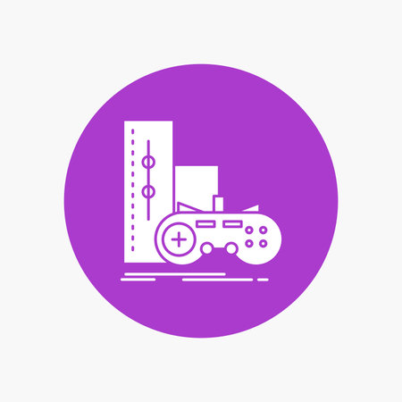 game, gamepad, joystick, play, White Glyph Icon in Circle. Vector Button illustrationのイラスト素材