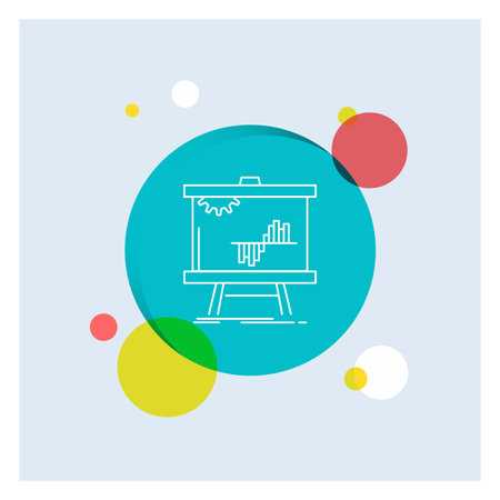 Business, chart, data, graph, stats White Line Icon colorful Circle Backgroundのイラスト素材