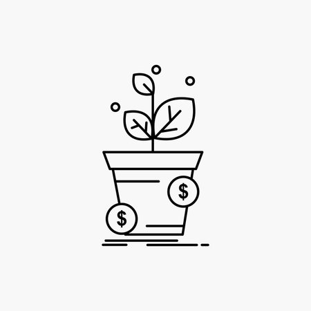 dollar, growth, pot, profit, business Line Icon. Vector isolated illustrationのイラスト素材