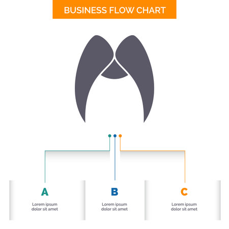 moustache, Hipster,  male, men Business Flow Chart Design with 3 Steps. Glyph Icon For Presentation Background Template Place for text.のイラスト素材