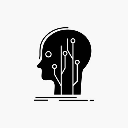 Data, head, human, knowledge, network Glyph Icon. Vector isolated illustrationのイラスト素材