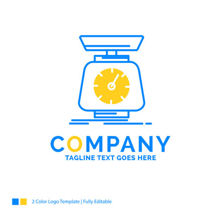 implementation, mass, scale, scales, volume Blue Yellow Business template. Creative Design Template Place for Tagline.のイラスト素材