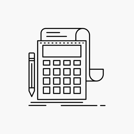 Accounting, audit, banking, calculation, calculator Line Icon. Vector isolated illustrationのイラスト素材