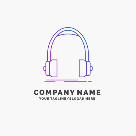 Audio, headphone, headphones, monitor, studio Purple Business Template. Place for Taglineのイラスト素材